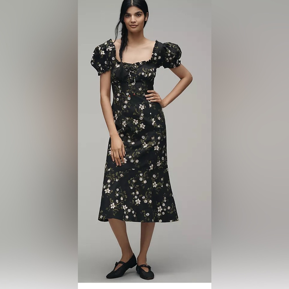 Anthropologie Black Floral Dress